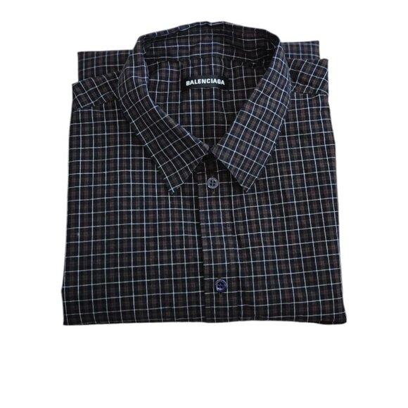 Balenciaga Other - Balenciaga Size 39 Men's Shirt Button Down Short Sleeve Brown Black Oversized